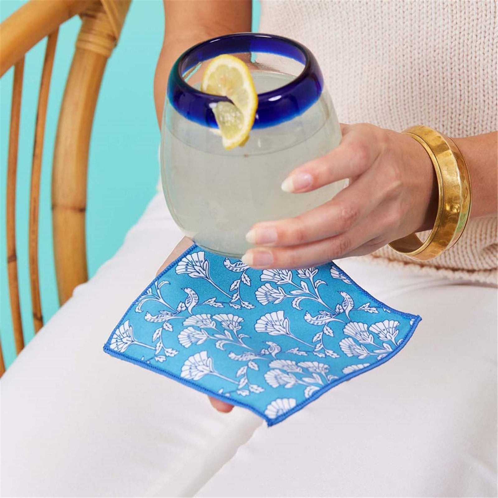 Sloane blu Kitchen Reusable Cocktail Napkins Set of 8 Reusable Cocktail Napkin - rockflowerpaper