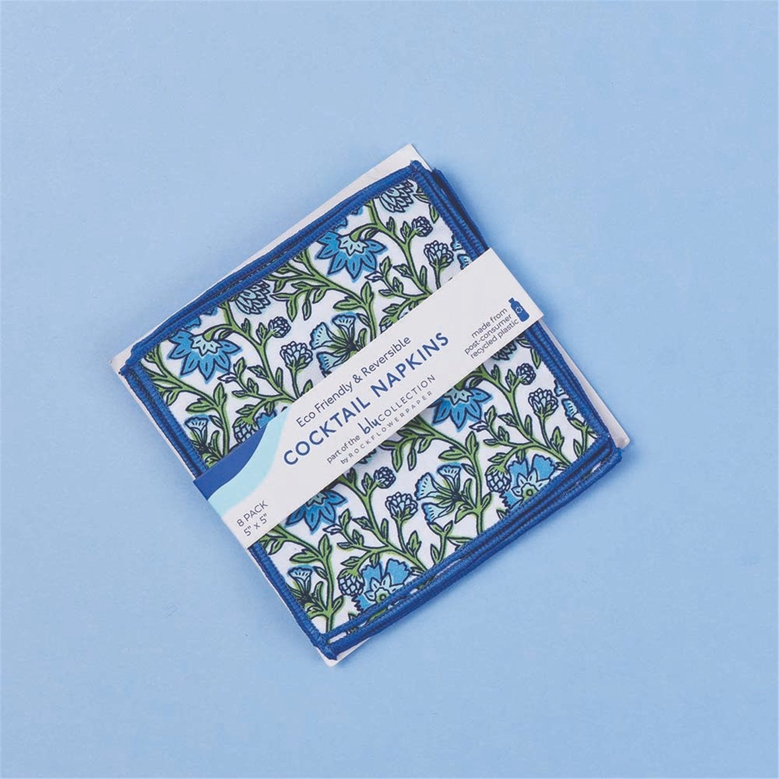 Sloane blu Kitchen Reusable Cocktail Napkins Set of 8 Reusable Cocktail Napkin - rockflowerpaper