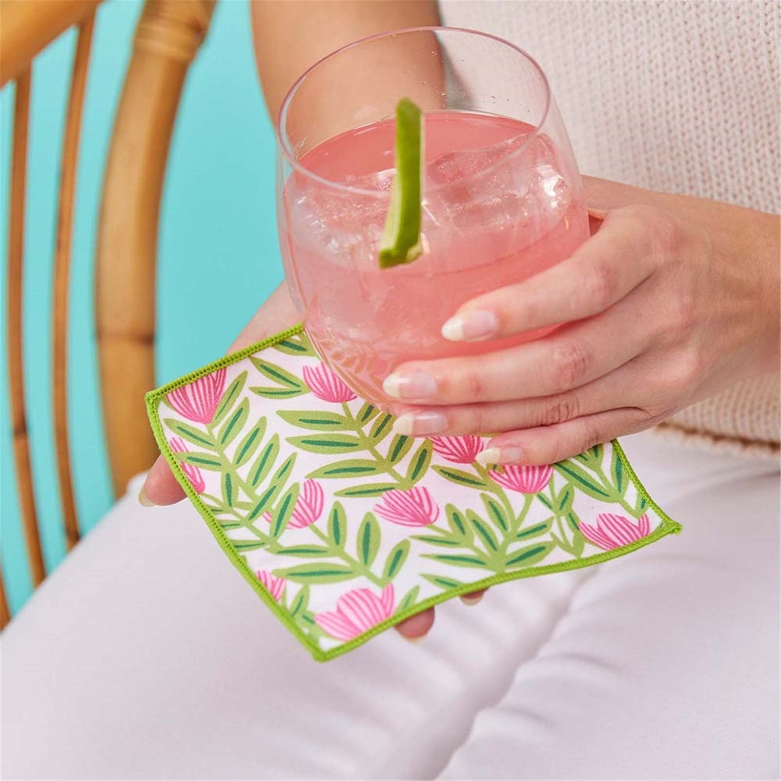 Poppy Papaver blu Kitchen Reusable Cocktail Napkins Set of 8 Reusable Cocktail Napkin - rockflowerpaper