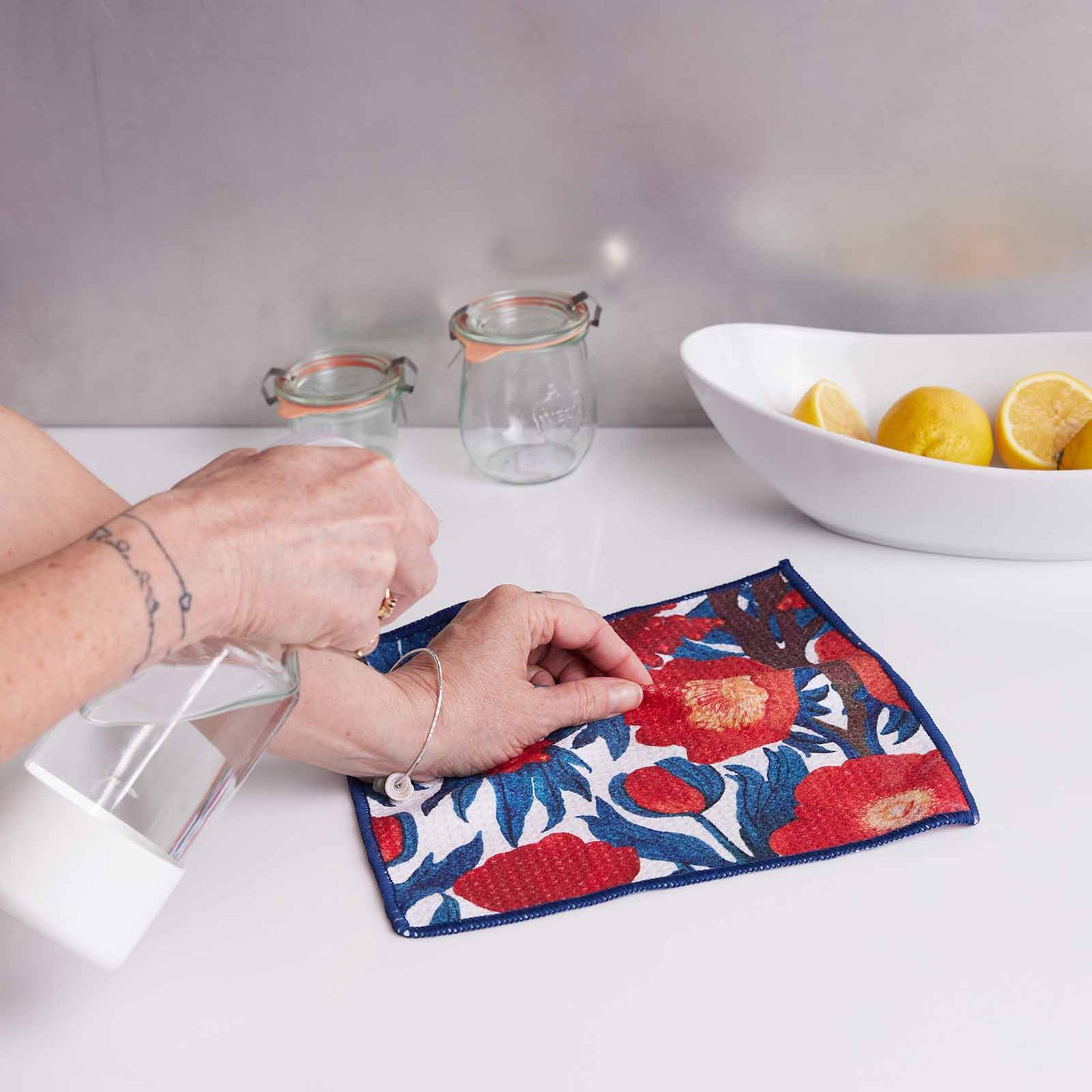 Icelandic Poppies blu Kitchen Tea Towel – rockflowerpaper LLC