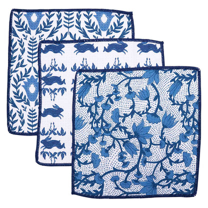 Yorktown blu Kitchen Dish Cloths (Set of 3) Reusable Dish Cloth - rockflowerpaper