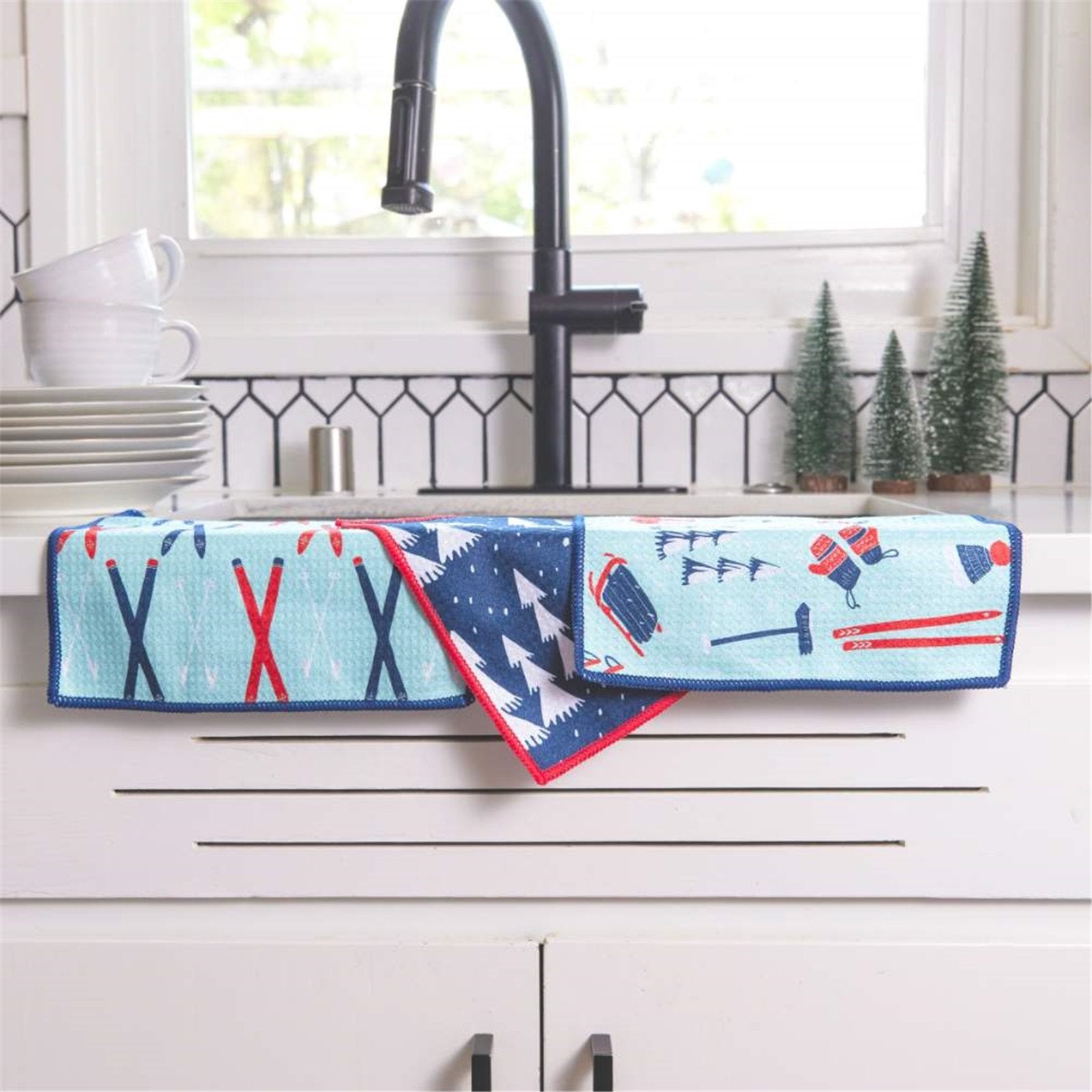 Nordic Sports blu Dish Cloth Set of 3 Reusable Dish Cloth - rockflowerpaper