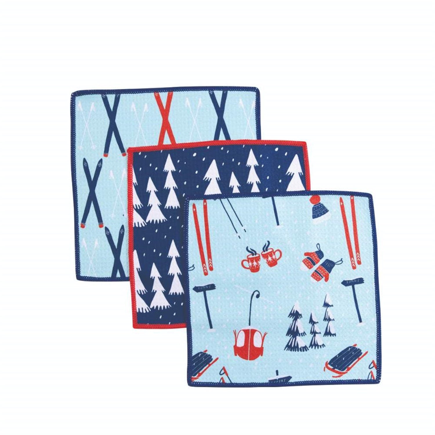 Nordic Sports blu Dish Cloth Set of 3 Reusable Dish Cloth - rockflowerpaper