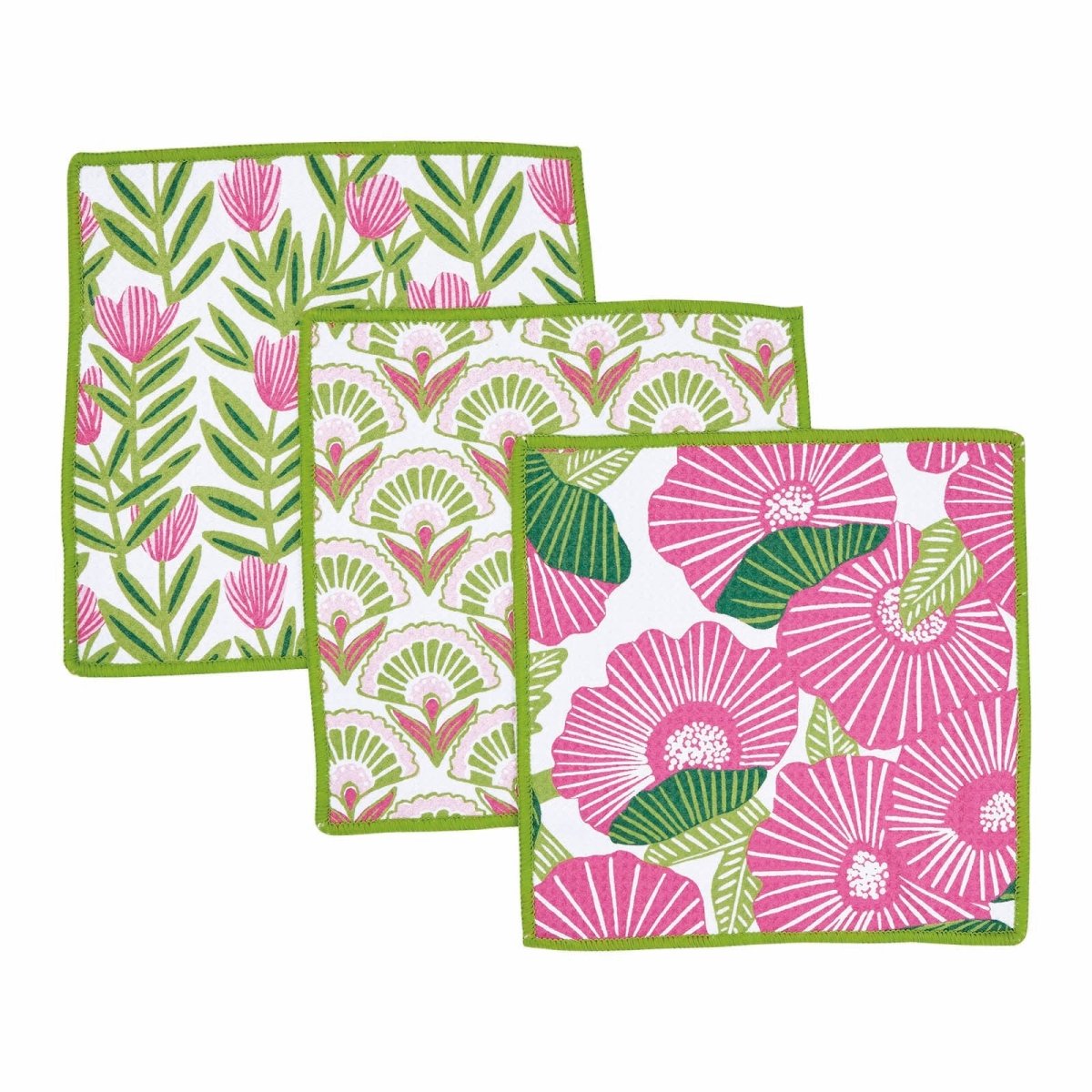 Pink Papaver blu Dish Cloth Set of 3 Reusable Dish Cloth - rockflowerpaper