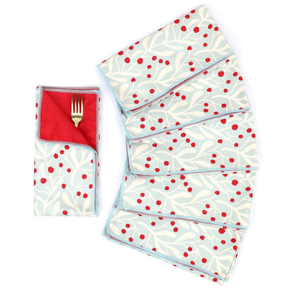 Scarlet Mistletoe Eco Dinner Napkins (Set of 6)