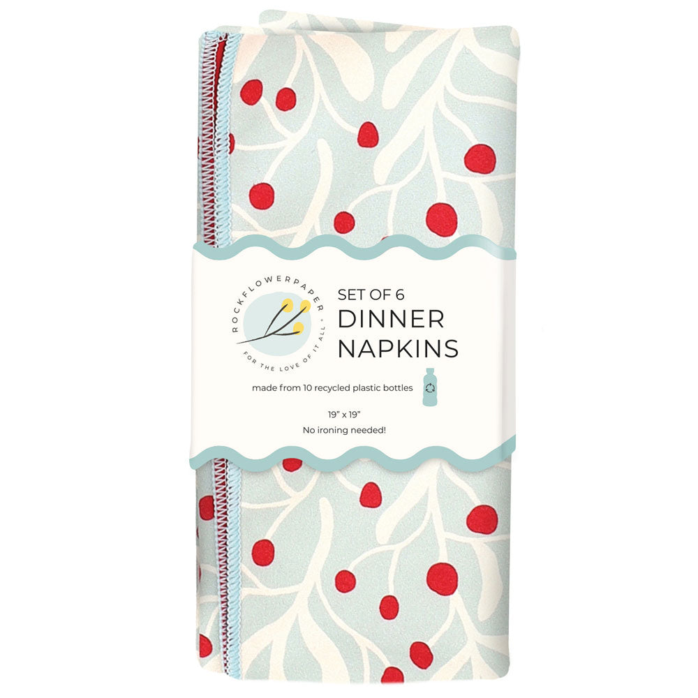 Scarlet Mistletoe Eco Dinner Napkins (Set of 6)