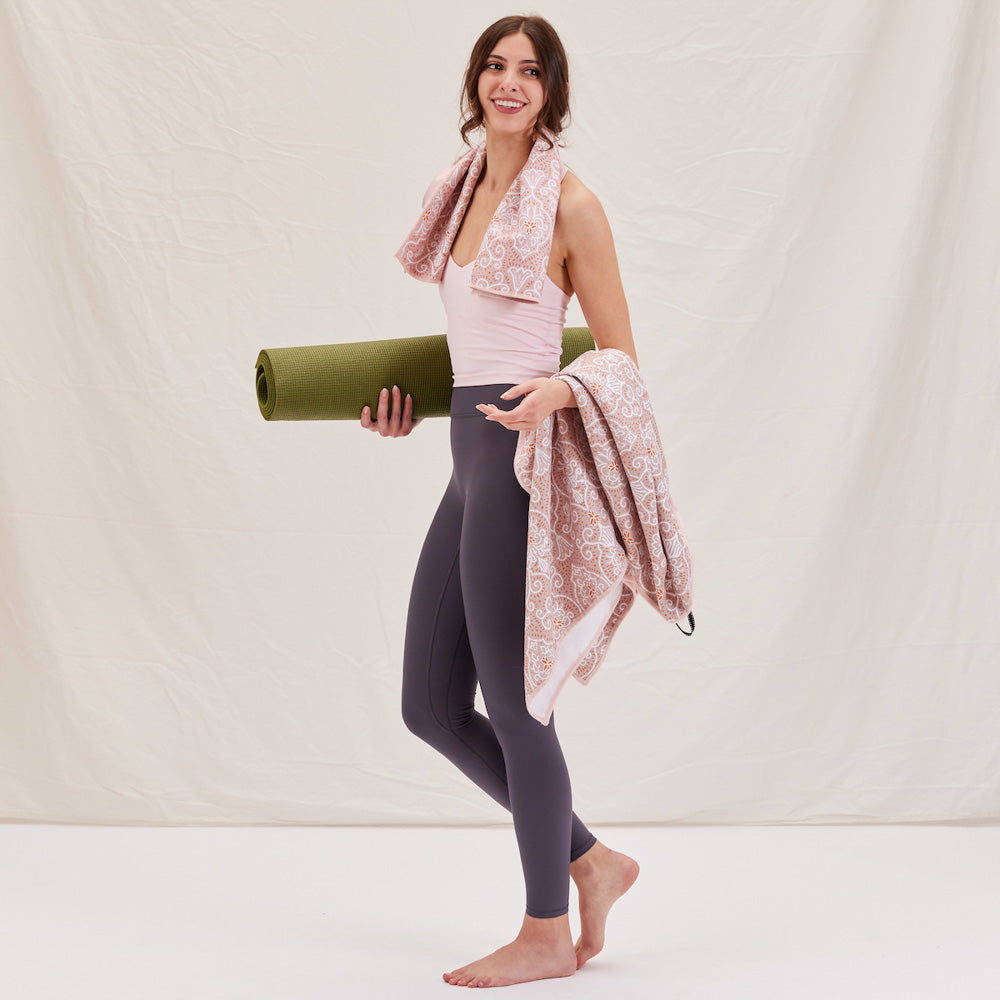 Lanterns Pink Yoga Towel Yoga Towel - rockflowerpaper