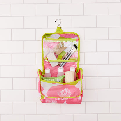 Poppies Pink Hanging Toiletry Bag Hanging Toiletry Bag - rockflowerpaper