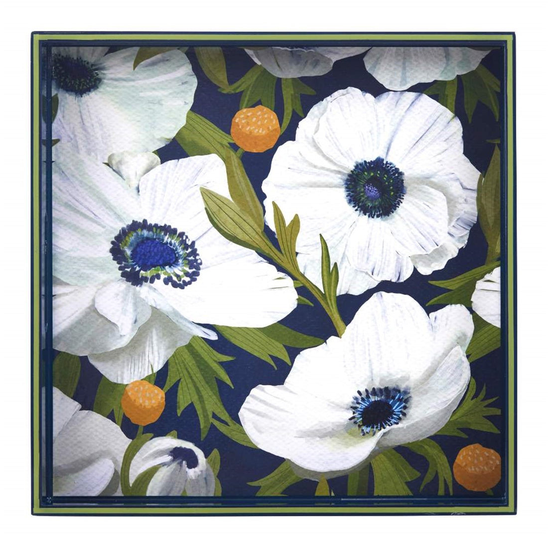 Anemone Poppy Tray - 15 Inch Square Floral Design Tray - rockflowerpaper