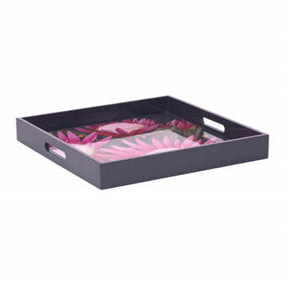 Protea Pink Tray - 15 Inch Square Floral Design Tray - rockflowerpaper