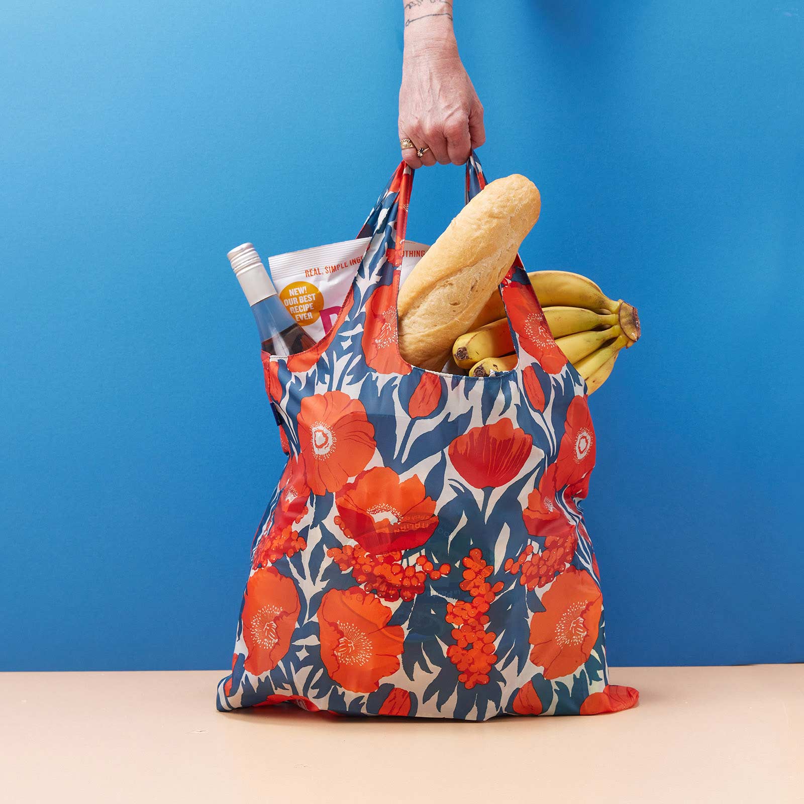 Icelandic Poppies Blu Bag Reusable Shopping Bag - Machine Washable Reusable Shopping Bag - rockflowerpaper