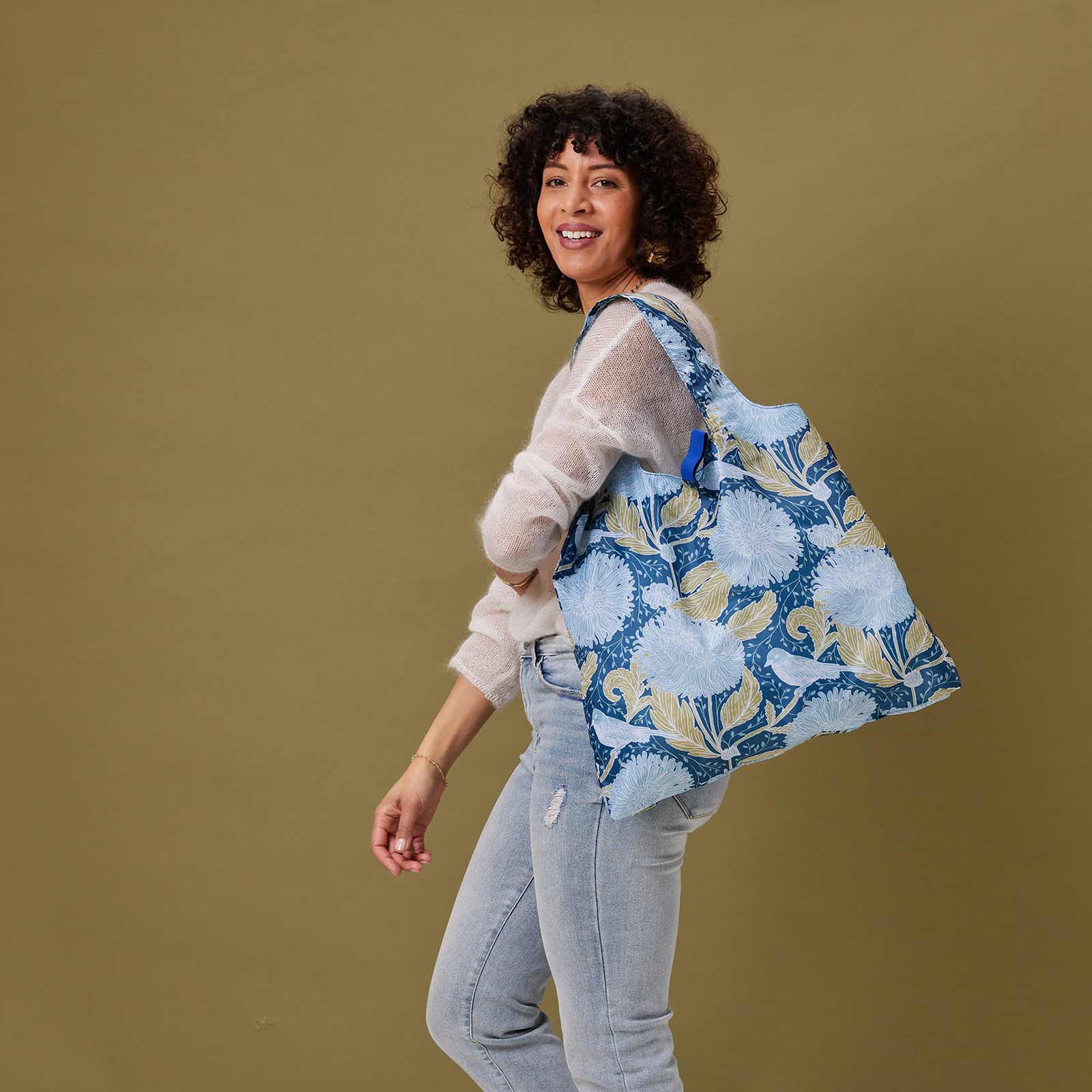 Chrysanthemum blu Reusable Shopping Bag Reusable Shopping Bag - rockflowerpaper