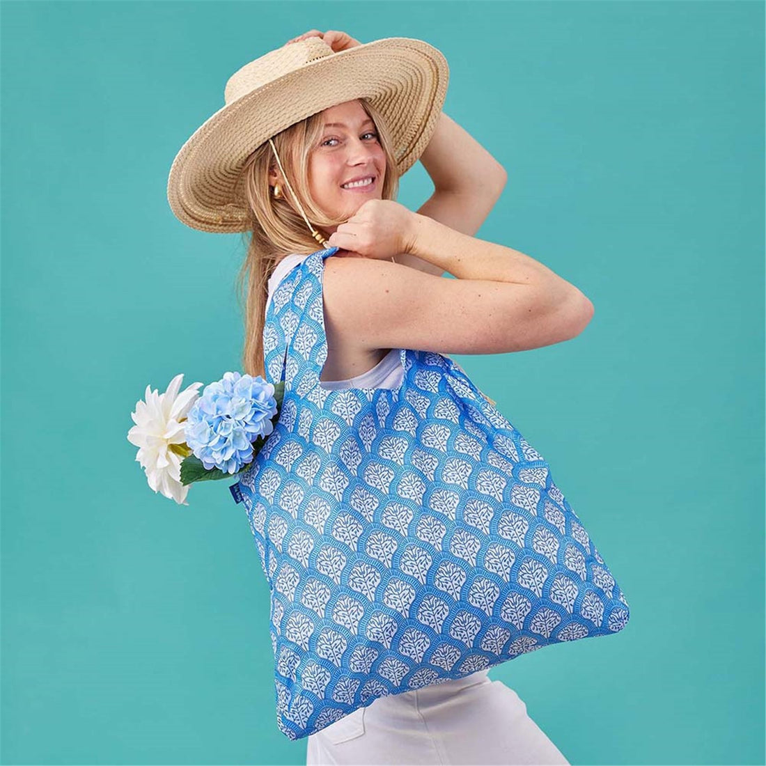 Fifer Blue blu Reusable Shopping Bag-Machine washable Reusable Shopping Bag - rockflowerpaper