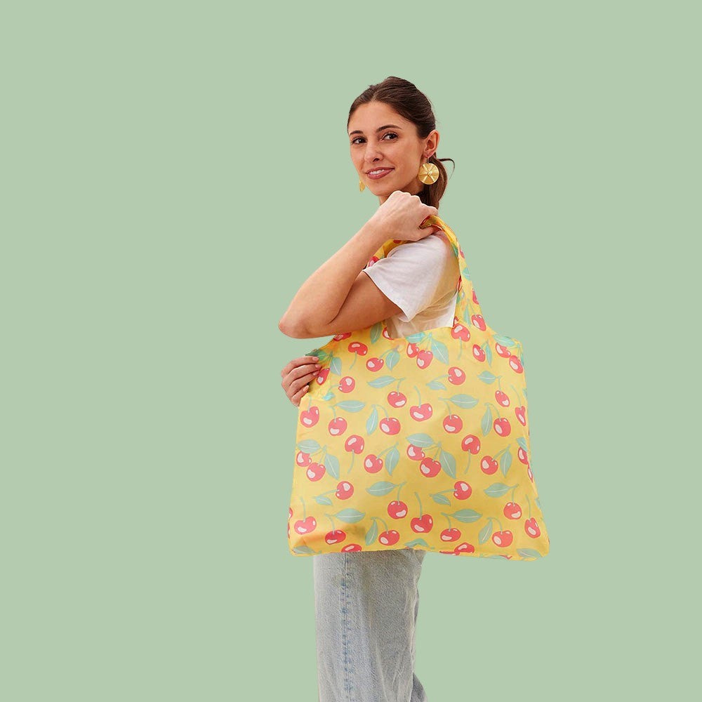 Cherries blu Reusable Shopping Bag-Machine washable Reusable Shopping Bag - rockflowerpaper