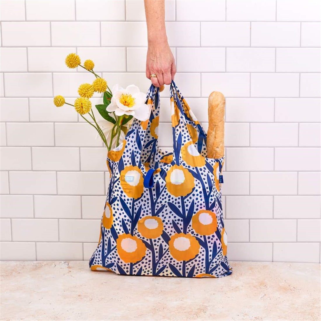 Golden Glow blu Reusable Shopping Bag-Machine washable Reusable Shopping Bag - rockflowerpaper