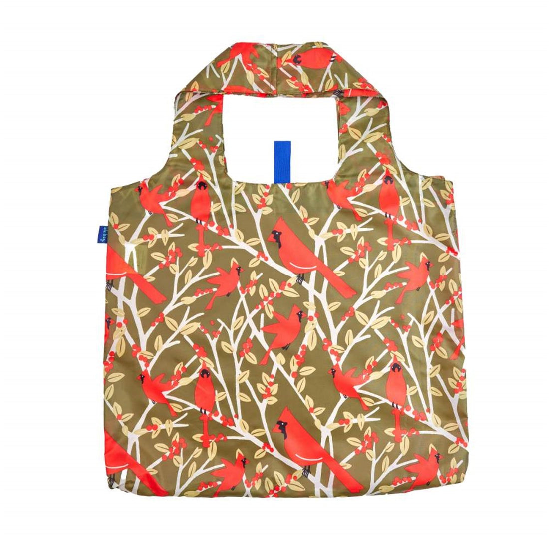 Red Cardinals blu Reusable Shopping Bag-Machine washable Reusable Shopping Bag - rockflowerpaper