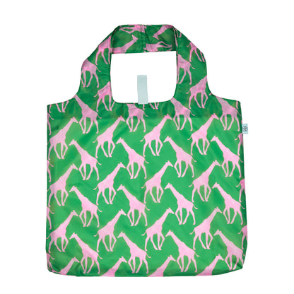 Giraffe Pink &amp; Green blu Reusable Shopping Bag