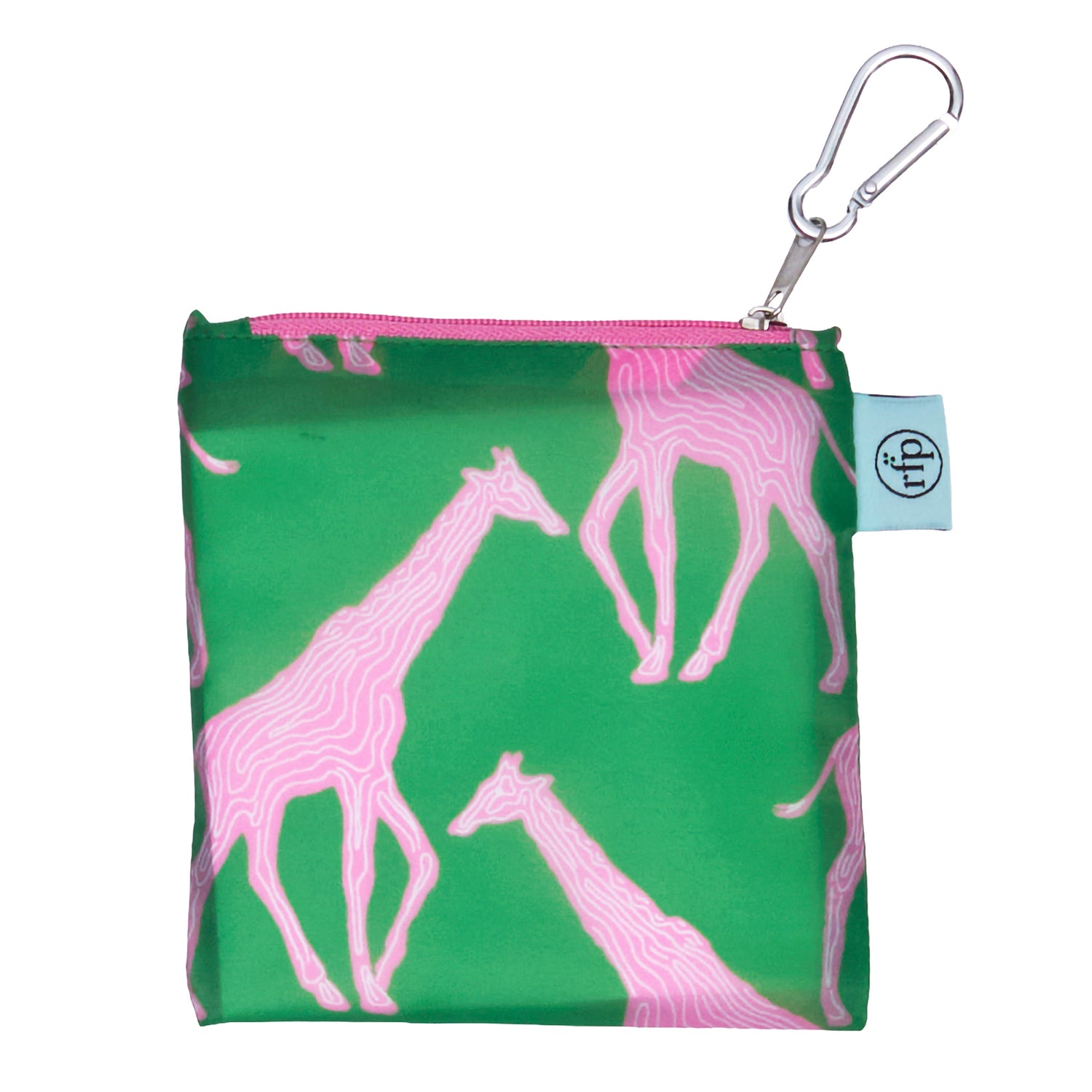 Giraffe Pink &amp; Green blu Reusable Shopping Bag