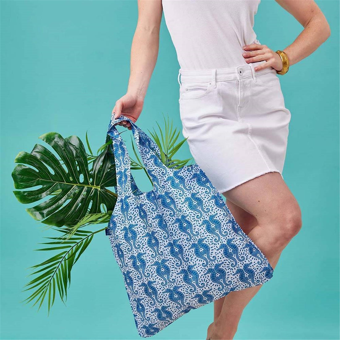 Seahorses blu Reusable Shopping Bag-Machine washable Reusable Shopping Bag - rockflowerpaper