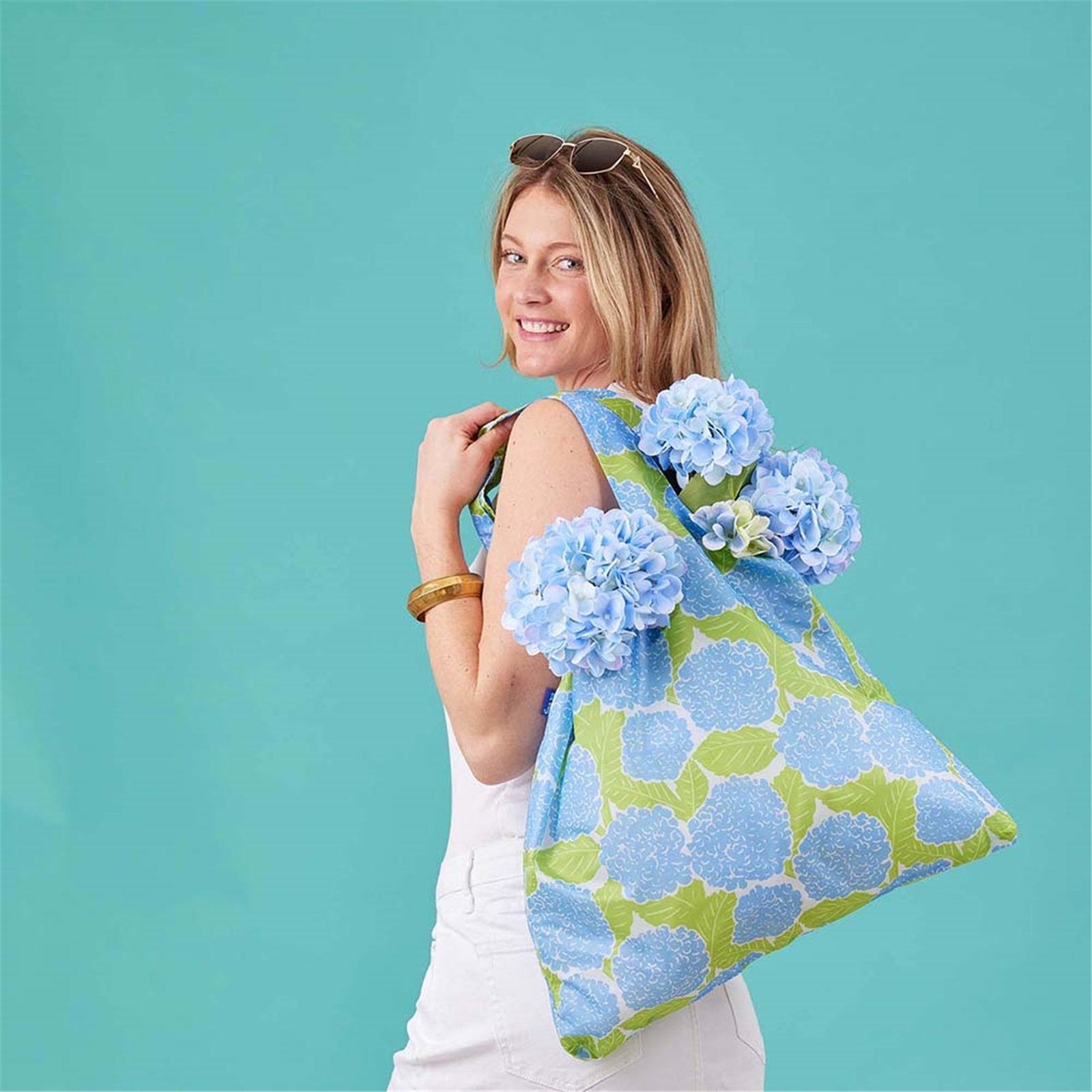 Blue Hydrangea blu Reusable Shopping Bag-Machine washable Reusable Shopping Bag - rockflowerpaper