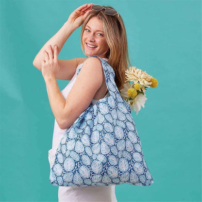 Coral Garden blu Reusable Shopping Bag-Machine washable Reusable Shopping Bag - rockflowerpaper