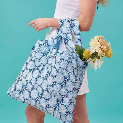 Coral Garden blu Reusable Shopping Bag-Machine washable Reusable Shopping Bag - rockflowerpaper