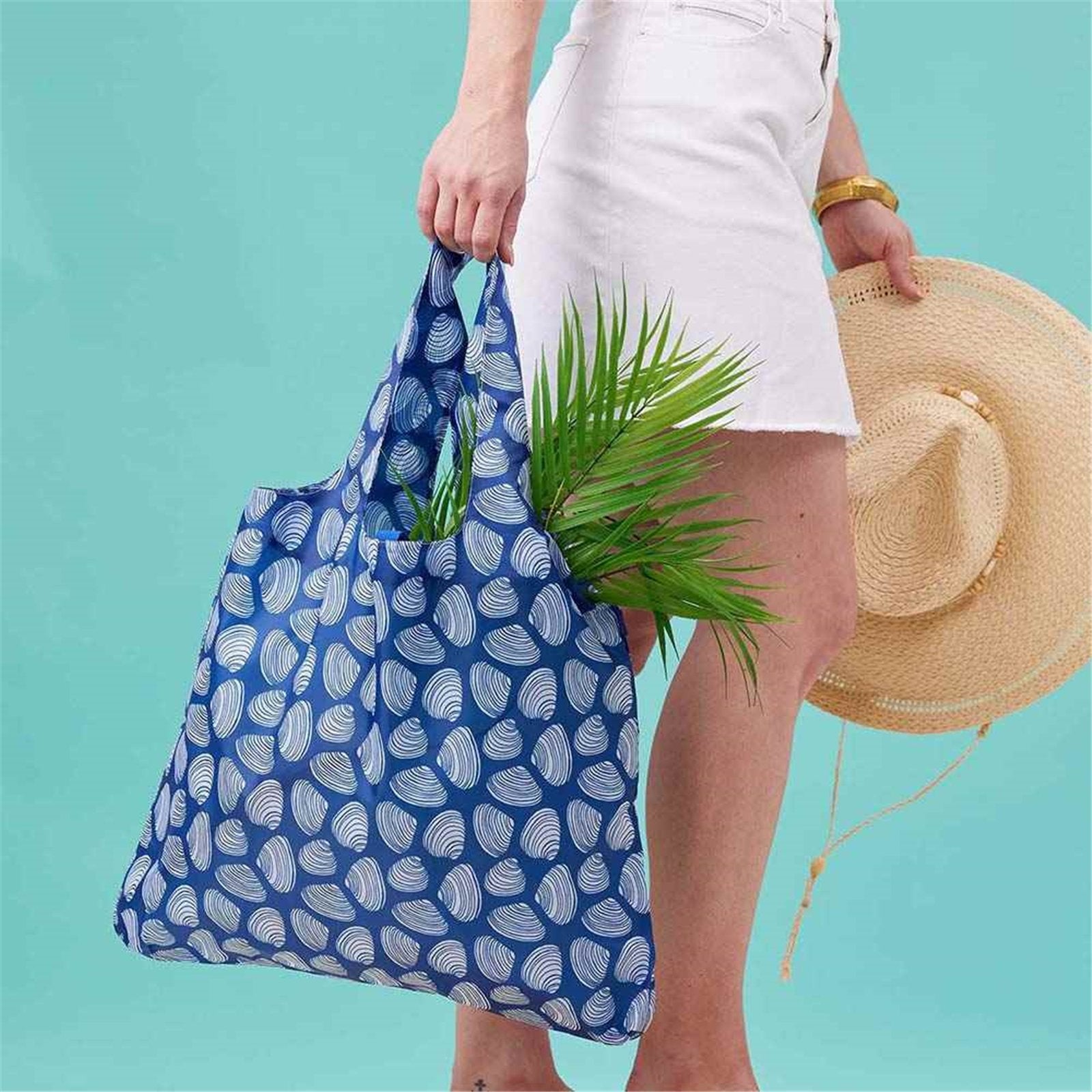 Clamshells Navy blu Reusable Shopping Bag-Machine washable Reusable Shopping Bag - rockflowerpaper