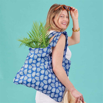 Clamshells Navy blu Reusable Shopping Bag-Machine washable Reusable Shopping Bag - rockflowerpaper