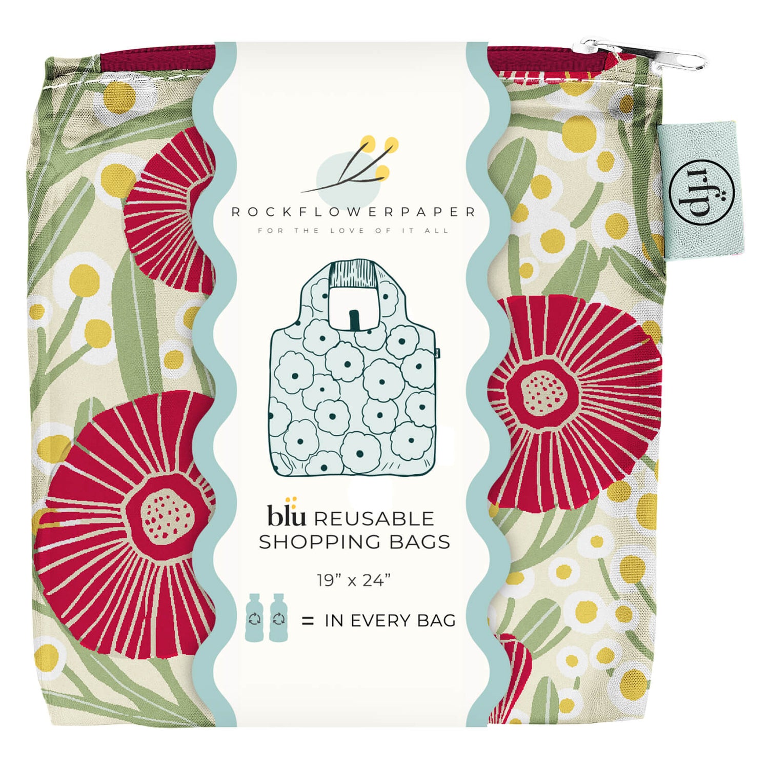 Camellia Bouquet  blu Reusable Shopping Bag