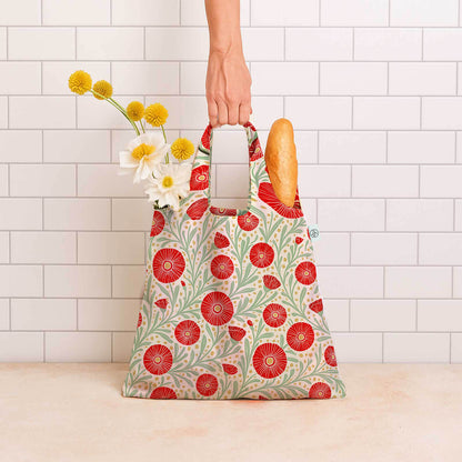 Camellia Bouquet  blu Reusable Shopping Bag