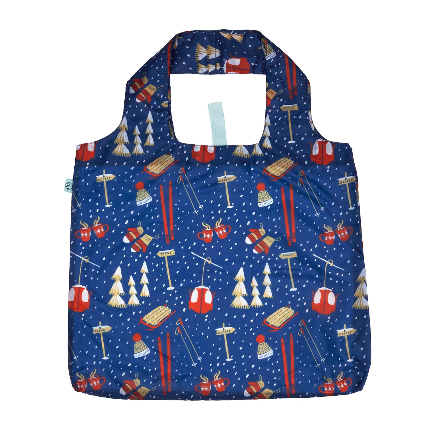 Nordic Ski Navy  blu Reusable Shopping Bag