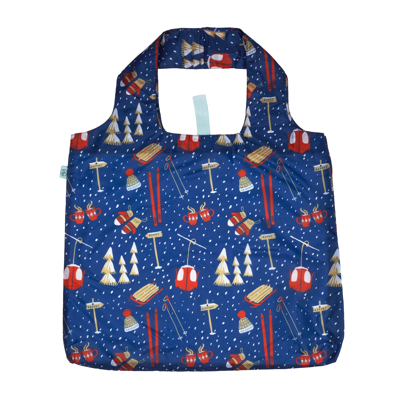 Nordic Ski Navy  blu Reusable Shopping Bag
