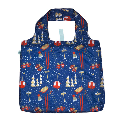 Nordic Ski Navy  blu Reusable Shopping Bag