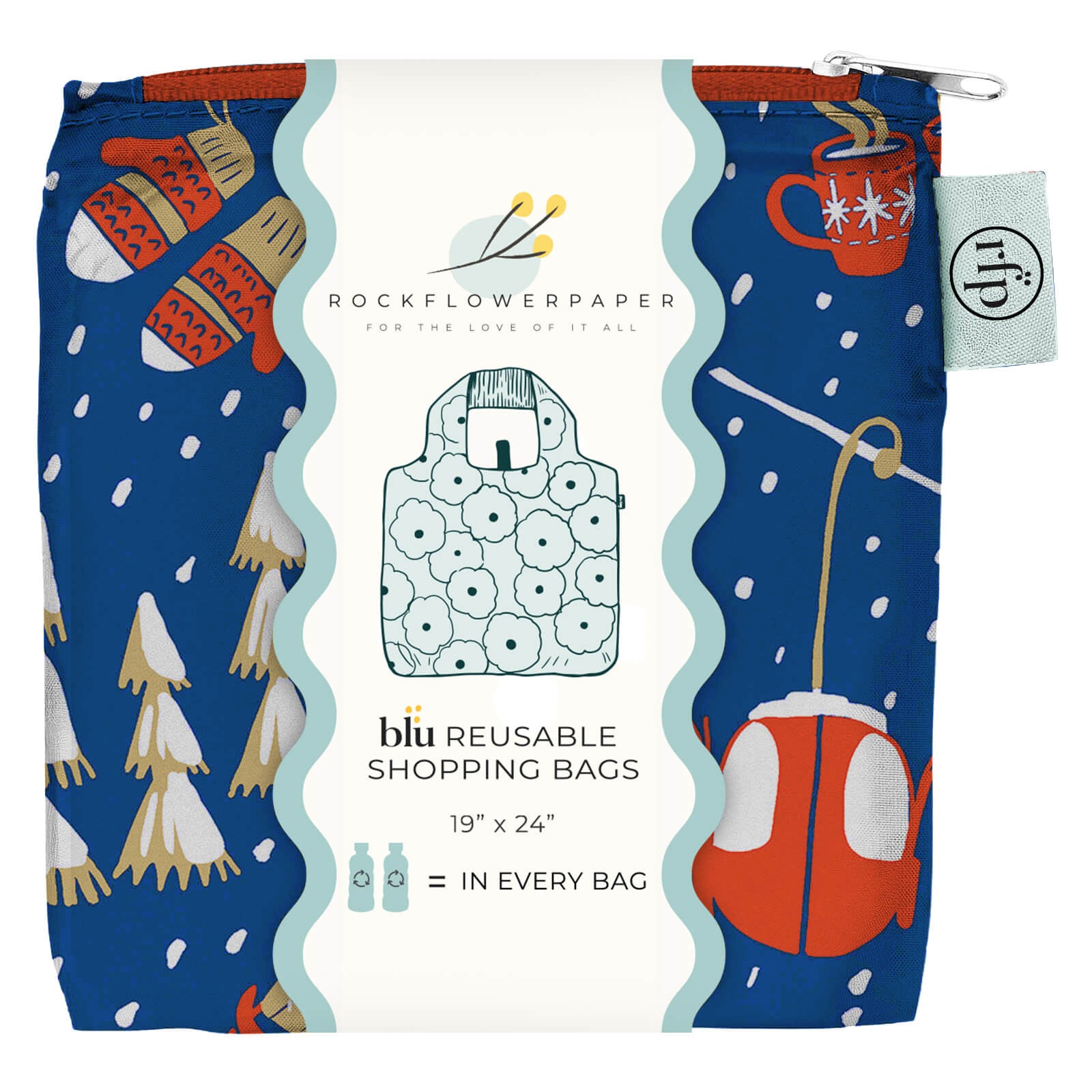Nordic Ski Navy  blu Reusable Shopping Bag