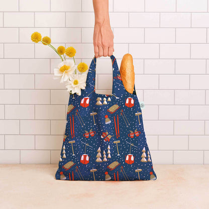 Nordic Ski Navy  blu Reusable Shopping Bag