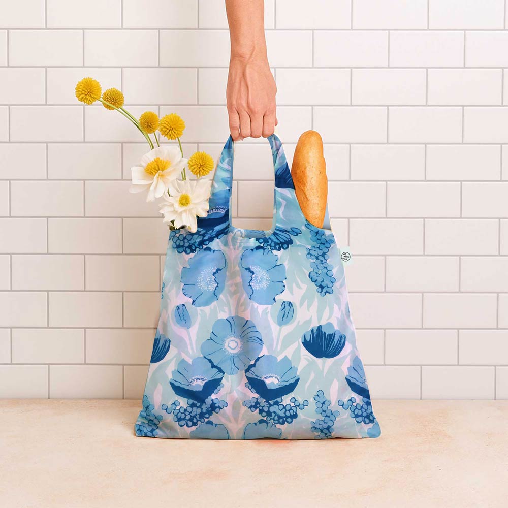 Icelandic Poppies  blu Reusable Shopping Bag