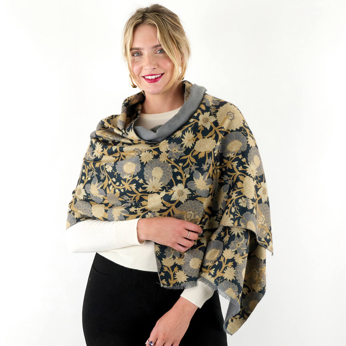 Capri Black Reversible Wrap Scarf