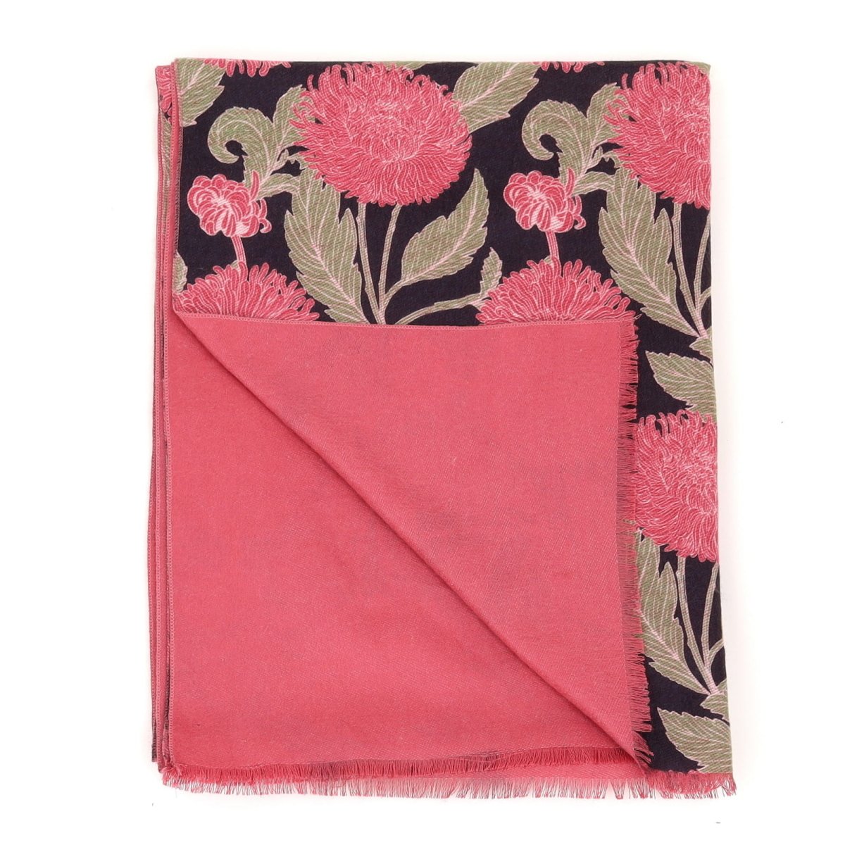 Chrysanthemum Flower Pink Reversible Wrap Scarf - rockflowerpaper