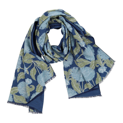 Chrysanthemum Flower Blue Reversible Wrap
