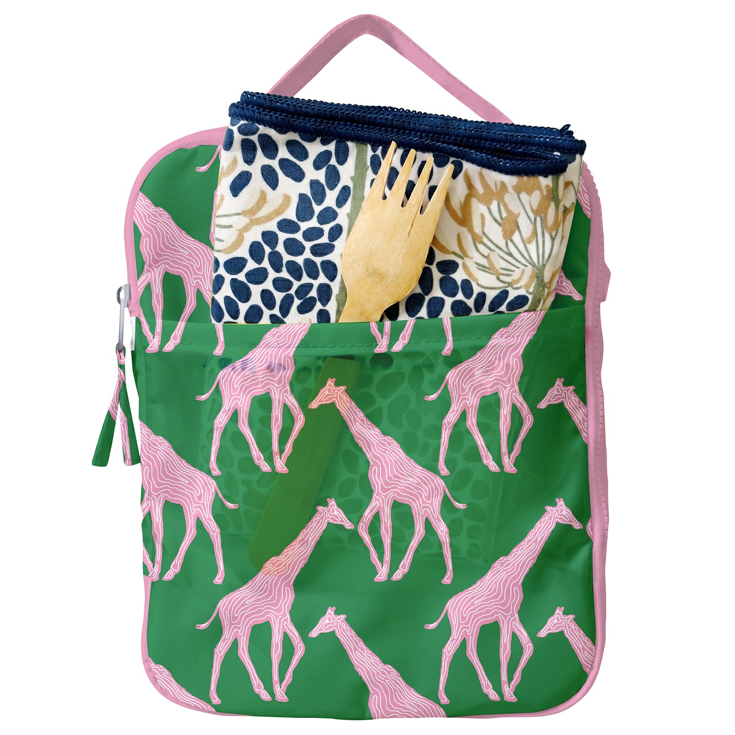 Giraffe Pink &amp; Green Lunch Tote