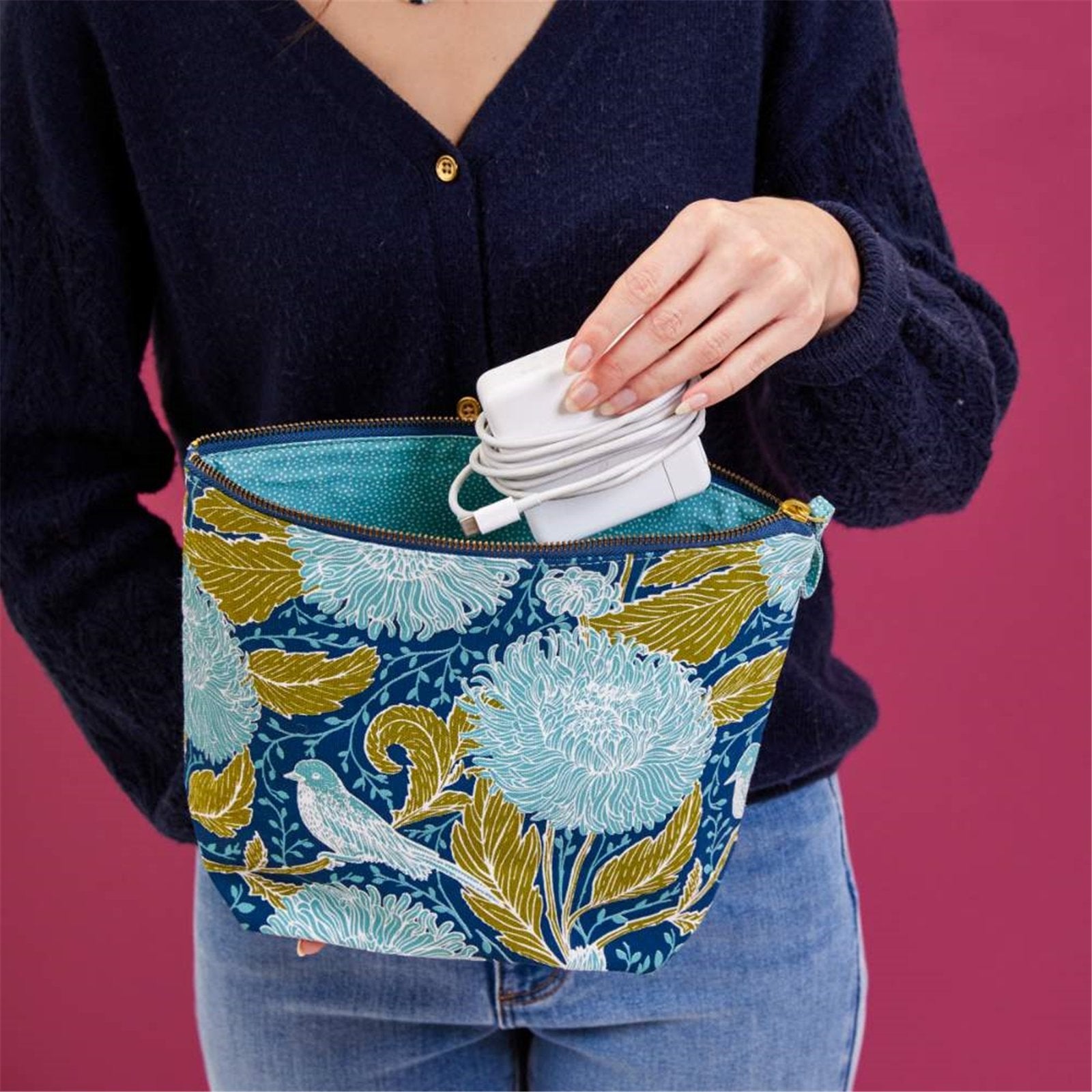 Chrysanthemum Bird Pouch Large Pouch - rockflowerpaper