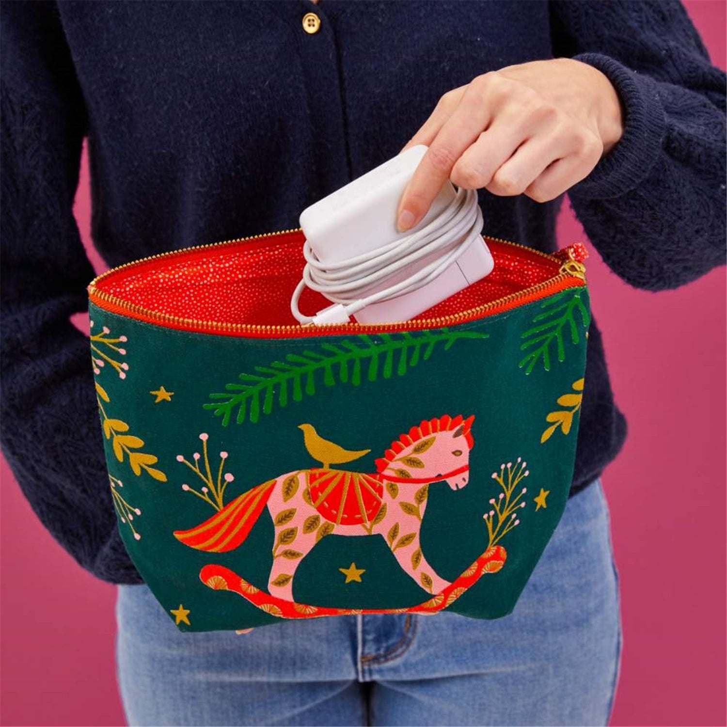 Holiday Horse Pouch Large Pouch - rockflowerpaper