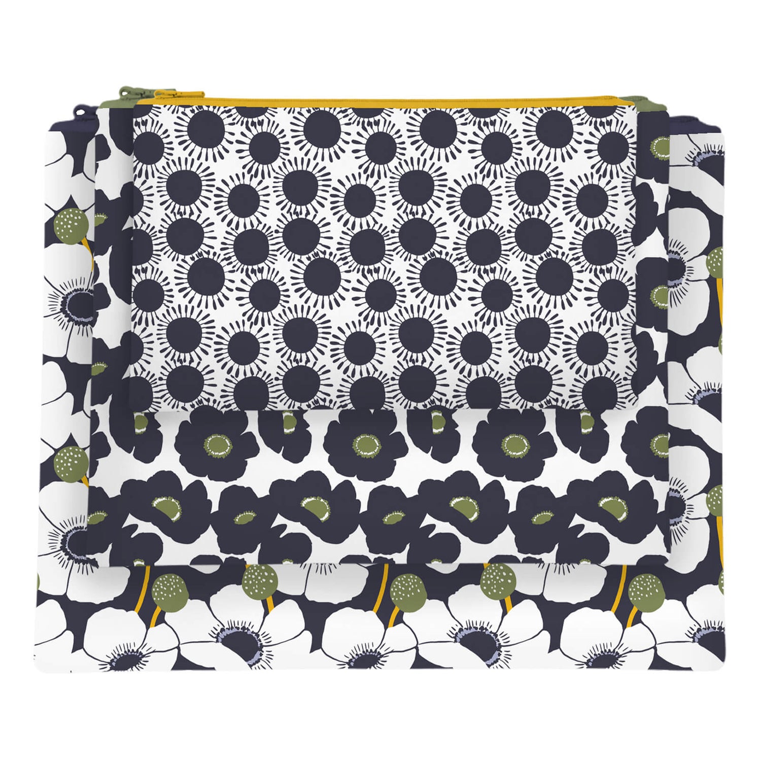Windflower Flower Zip Pouch Trio(set 3)