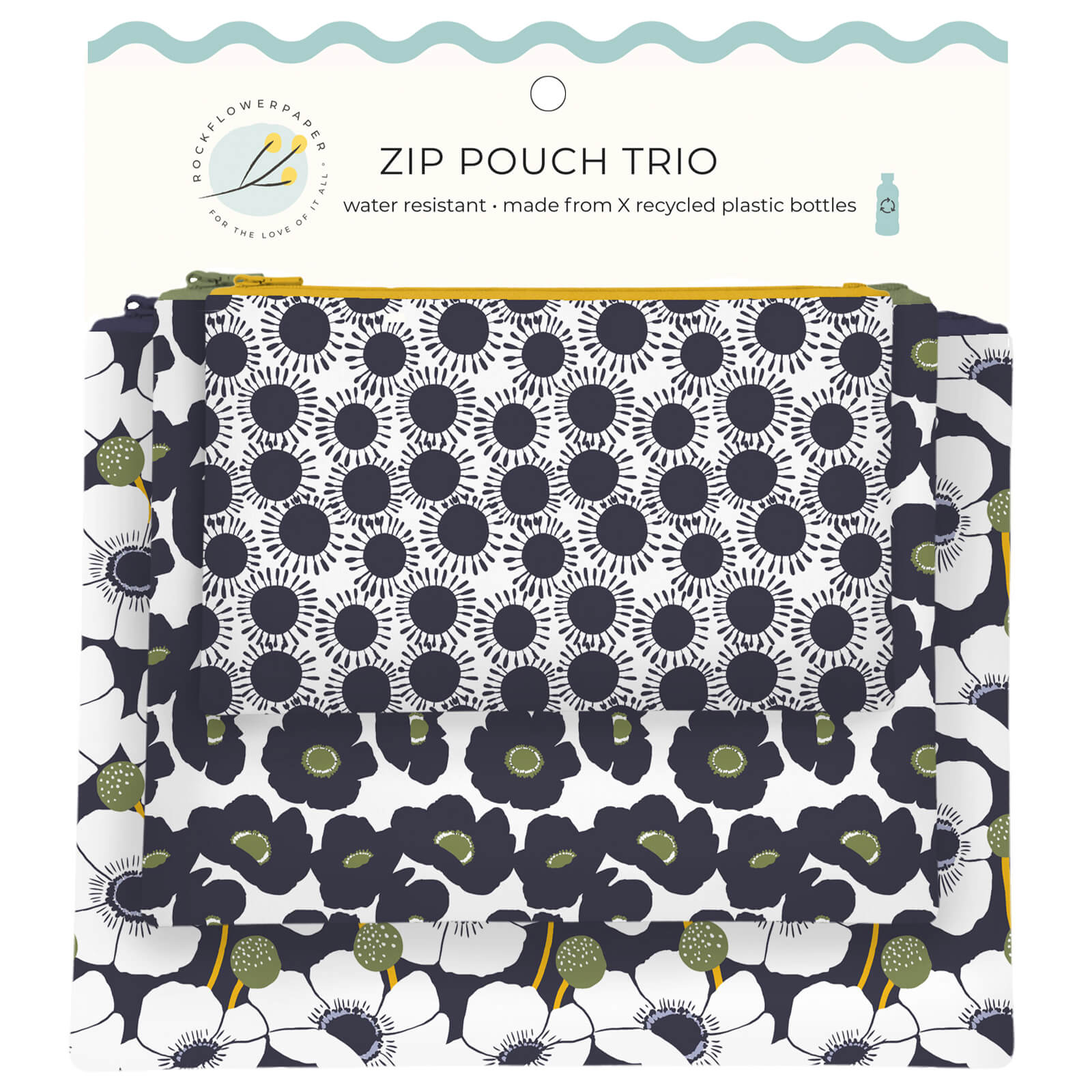 Windflower Flower Zip Pouch Trio(set 3)