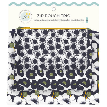 Windflower Flower Zip Pouch Trio(set 3)