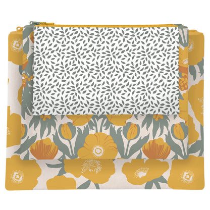 Icelandic Poppies Gold Zip Pouch Trio (set 3)