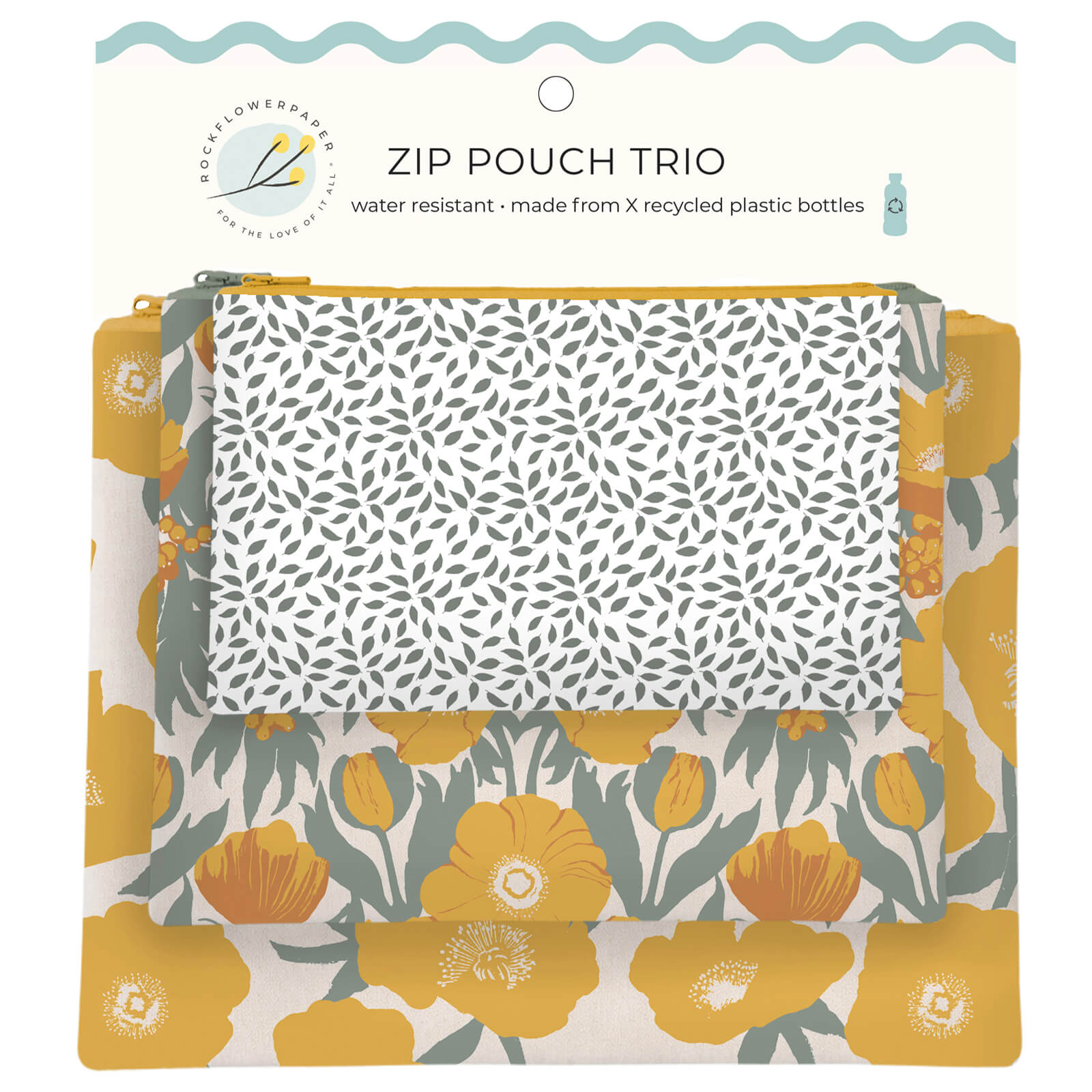 Icelandic Poppies Gold Zip Pouch Trio (set 3)