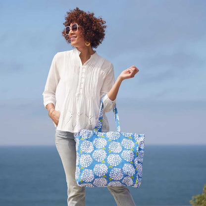 Hydrangea Blue Little Shopper Tote Bag Tote - rockflowerpaper