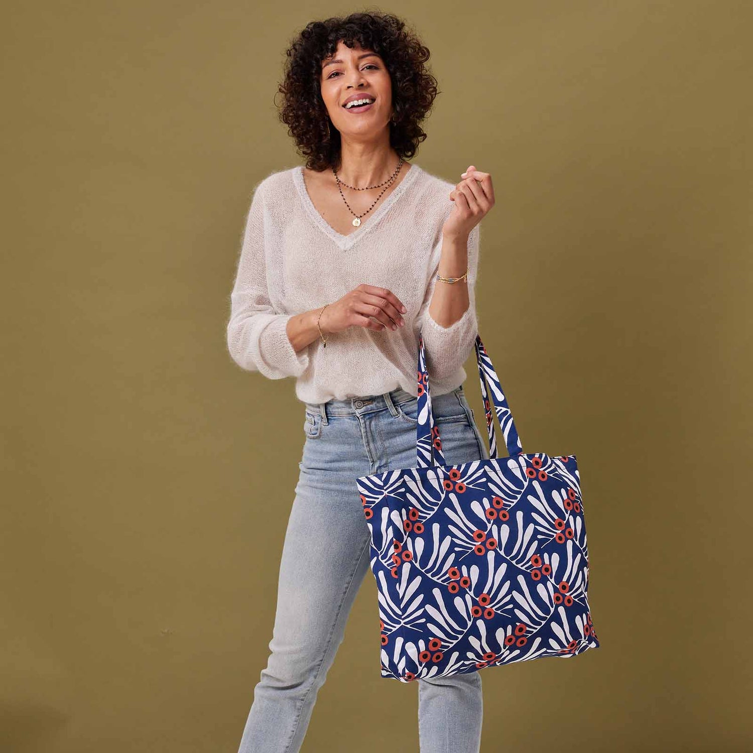 Francoise Navy Little Shopper Tote Bag Tote - rockflowerpaper