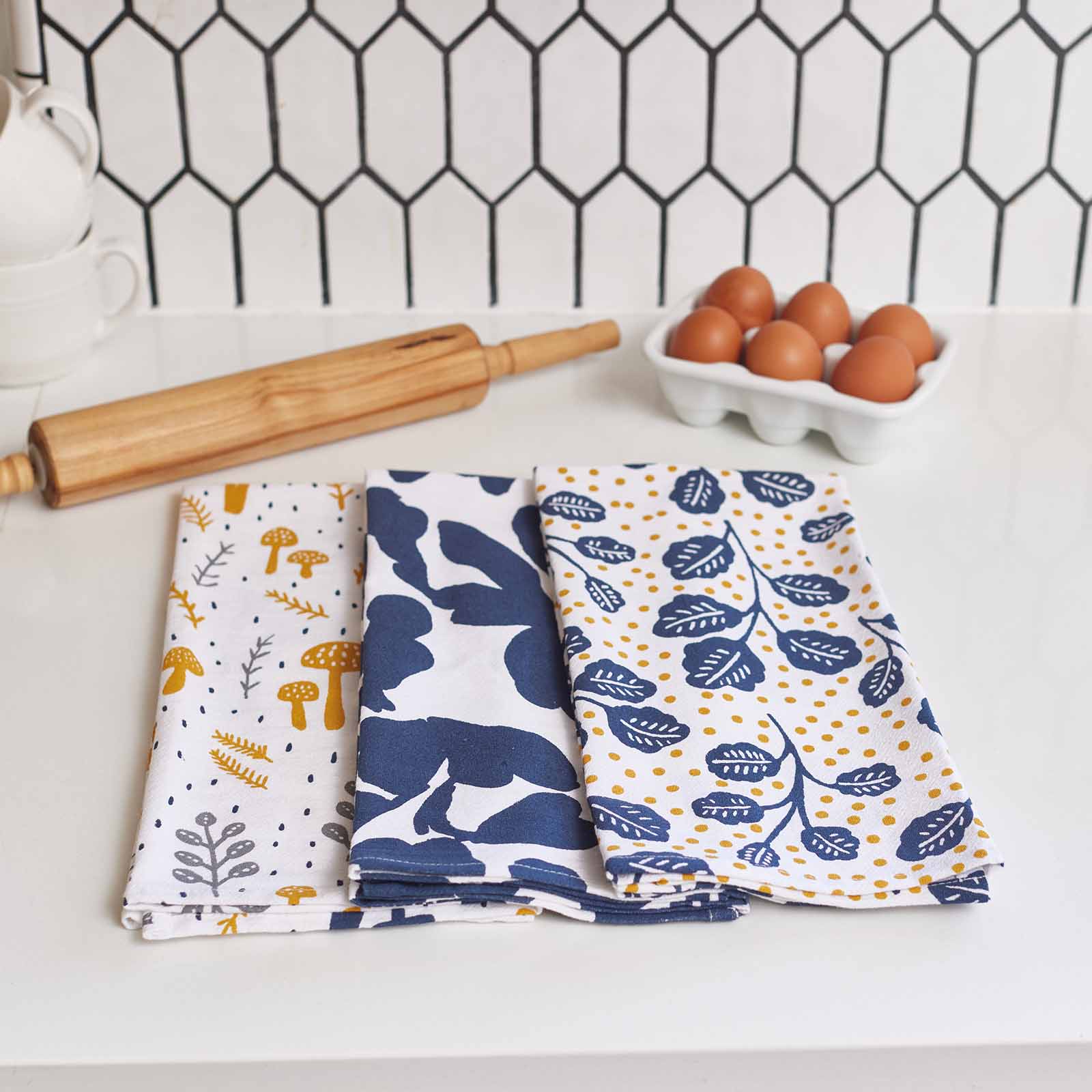 Scandi Cotton Kitchen Towels (Set of 3) Kitchen Towel - rockflowerpaper